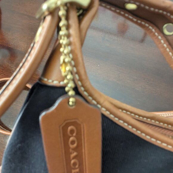 Coach vintage Cavas Leather  Shoulder Bag Crossbody Black Brown - Picture 10 of 16